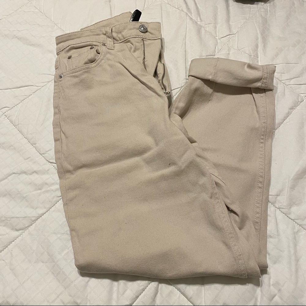 H&M Divided Womens Straight Leg Beige Jeans